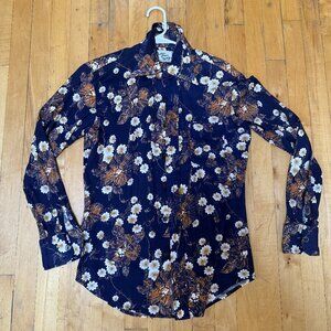 1970's Vintage Men's Floral Button-Down Shirt